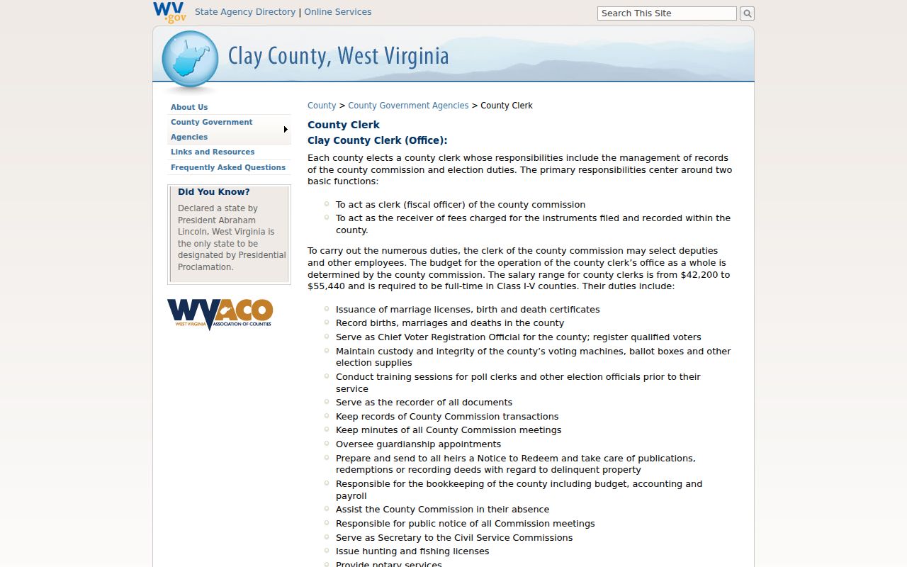 Clay County Clerk information for deed, probate, and land-record requests
